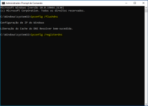 aplicando o comando "ipconfig /registerdns" no CMD
