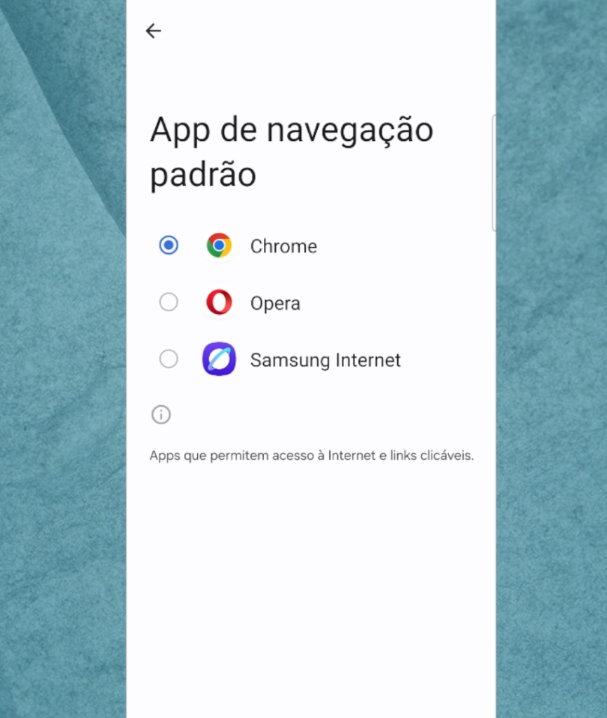 Mudando navegador padrão do celular