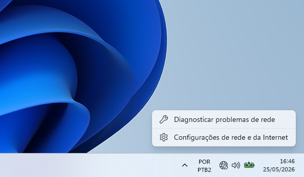 abrir configuração de rede e da internet