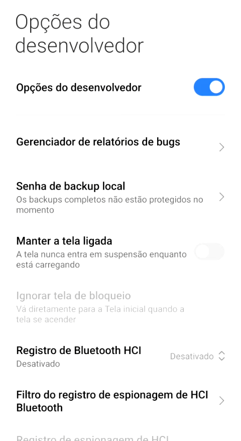 Desativar modo desenvolvedor no Xiaomi