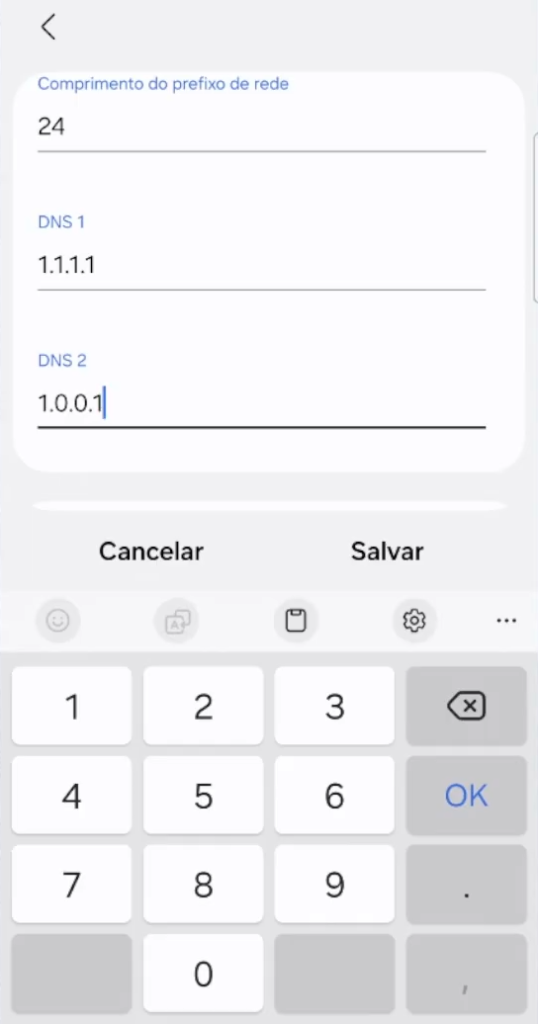 Mudar DNS no celular