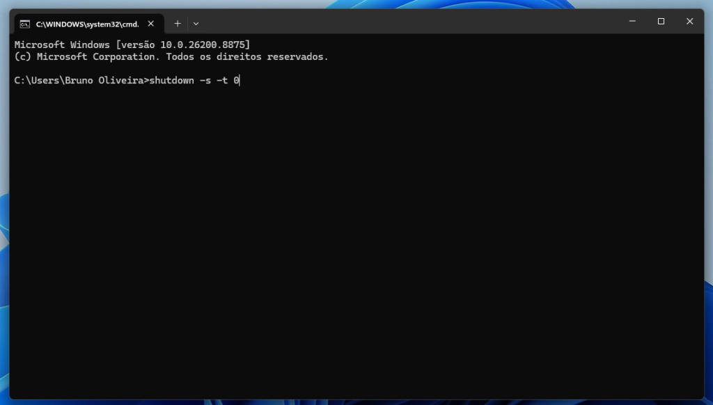 Comando para desligar o PC pelo CMD